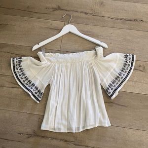 White and black off the shoulder top